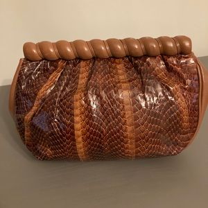 Genuine snakeskin leather clutch handbag